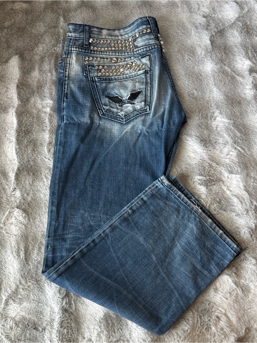 Robin's Jean Relaxed Fit Studded Dark Blue Jeans-395